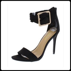 Open Toe Ankle Strap Heel Black
